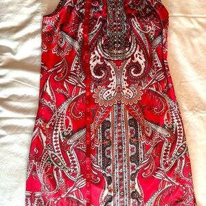 Elegant Red Paisley Dress